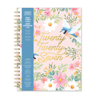 Orange Circle Studio - 2027 Agenda très grand format à spirale - Birds & Blooms - 8.5" x 11" - Couleur assortie - Bilingue-Doté pages d’agenda hebdomadaires et mensuelles