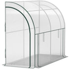 Outsunny - Serre adossée 10 pi x 3 pi x 5 pi avec barrière anti-mauvaises herbes, blanc- Le design adossé au mur augmente l'utilisation de l'espace et réduit l'impact du vent
