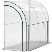 Outsunny - Serre adossée 10 pi x 3 pi x 5 pi avec barrière anti-mauvaises herbes, blanc- Le design adossé au mur augmente l'utilisation de l'espace et réduit l'impact du vent
