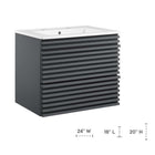 Modway - Render Support mural de 24" Vanette de salle de bain - Gris blanc-Conception murale
