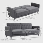 HOMCOM - Canapé-lit moderne convertible - gris charbon-Le tissu aspect lin est doux au toucher et respirant 