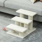 PawHut - Escalier pour animaux à 3 marches, poteau à griffer recouvert de tapis - beige-Couleur : Beige 