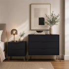 Manhattan Comfort - Table de chevet Avira 20" style milieu du siècle moderne à 2 tiroirs - Noir-Garantie limitée du fabricant de 30 jours