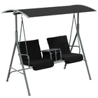 Outsunny - Balancelle de porche 2 personnes avec auvent réglable, table et sac de rangement-Balancelle de porche d'extérieur avec auvent et support pour votre confort
