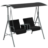 Outsunny - Balancelle de porche 2 personnes avec auvent réglable, table et sac de rangement-Balancelle de porche d'extérieur avec auvent et support pour votre confort
