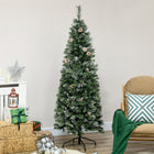 HOMCOM - Sapin de Noël artificiel de 6 pi avec neige - ouverture automatique-Construction de charnière, conception de section, branches s'ouvrant automatiquement pour une installation rapide  