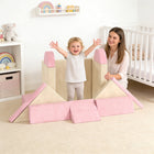 Qaba - canapé modulaire pour enfants 12 pcs, canapé sectionnel pour enfant - rose-Se transforme en fort, canapé ou blocs d'escalade pour un jeu polyvalent
