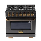 Kucht - 36 po Série KED style professionnel à double combustible - Gemstone-Cuisinez et faites cuire comme un professionnel grâce au four à convection extra-large d’une capacité de 4,2 pi³, avec configuration à cinq grilles et une fenêtre de four surdimensionnée
