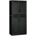 HOMCOM - Armoire de cuisine 71 po avec 4 portes à charnières et étagères réglables - noir-Comprend des panneaux de porte surélevés en couleur unie ajoutant une beauté moderne et épurée à votre maison 