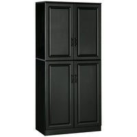 HOMCOM - Armoire de cuisine 71 po avec 4 portes à charnières et étagères réglables - noir-Comprend des panneaux de porte surélevés en couleur unie ajoutant une beauté moderne et épurée à votre maison 