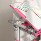 Qaba - Ensemble bureau et chaise pour enfants à hauteur réglable avec plateau inclinable - rose-Fabriqué en MDF massif et en acier pour la durabilité et la stabilité  
