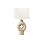 Monarch Specialties - Luminaire - 28 po H Lampe De Table - Résine Beige - Abat-Jour Ivoire / Crème - Contemporain-Ajoutez une touche de modernité à votre intérieur avec cette superbe lampe de table de 28 pouces de haut, dotée d'une élégante base en résine beige ressemblant à de la pierre de travertin avec une découpe circulaire et un abat-jour en tissu ivoire doux, parfait pour ajouter un accent branché à votre salon, votre chambre ou votre bureau