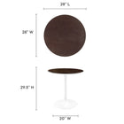Modway - Lippa Rond de 28 po Bois Table à manger, Noyer cerisier blanc-Placage en grain de bois et plateau de table en MDF