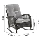 Manhattan Comfort - Fauteuil à bascule traditionnel d'extérieur Fruttuo 75 cm (29,52") - Gris mélangé-Conception unique à centre capitonné avec bouton