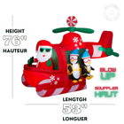 GEMMY - Hélicoptère gonflable de Noël animé avec pingouins parachutistes - 193 cm x 135 cm-Pour usage intérieur et extérieur