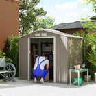 Outsunny - Abri de rangement 7' x 4', Maison à outils, marron clair vieilli-Construction robuste avec des murs renforcés à nervures et un kit de fondation