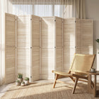 HOMCOM - Cloison de séparation autoportante à 8 panneaux avec panneau perforé pour chambre ou bureau intérieur - naturel-Matériau : Bois de paulownia  
