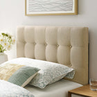 Modway - Emily Tissu rembourré Tête de lit jumelée, Beige-Boutons profondément encastrés