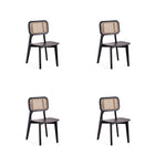 Manhattan Comfort - Lot de 4 chaises de salle à manger Versailles 47 cm style industriel chic - noir et cannage naturel-Chaise de salle à manger moderne au style industriel chic avec cannage, parfaite pour la salle à manger, lot de 4
