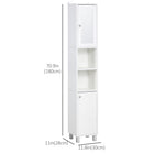 Kleankin - Armoire de salle de bain haute et étroite avec miroir - blanc-Patins antidérapants protégeant le sol des rayures 
