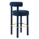 Modway - Toulouse Performance Velvet Tabouret de bar - Midnight Blue Gold-Vaisseaux entièrement assemblés