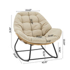 Manhattan Comfort - Ensemble de 6 fauteuils à bascule d'extérieur modernes Benson - Crème-Fabriqué en tissu imperméable de haute qualité avec un revêtement résistant aux UV