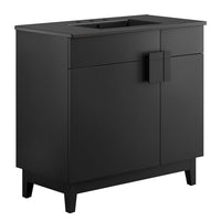 Modway - Miles 36" Vanette de salle de bain - Noir noir-Panneau de particules et stratifié de mélamine