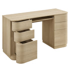 Modway - Mirae 55" à 6 tiroirs Bureau incurvé - Chêne clair brossé-Assemblée requise