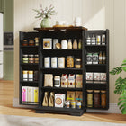 HOMCOM - Armoire de cuisine avec étagères réglables - noir-Plateau de table de 25 mm (0,98 po) d’épaisseur offrant une surface solide pour l’exposition et le rangement 