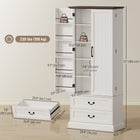 HOMCOM - Armoire de cuisine 72 po avec éclairage DEL et étagères de porte - blanc-Le design classique de style ferme avec des détails élégants rehausse l’attrait esthétique de votre maison 