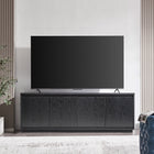 Hudson&Canal - Meuble TV Presque pour téléviseurs jusqu'à 75" - Grain noir-Fabriqué à partir de matériaux MDF robustes avec une finition grainée noire artisanale