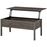HOMCOM - Table basse moderne relevable 39 po avec compartiment de rangement caché - gris clair-Table basse à plateau relevable avec espace de rangement caché pour stocker vos objets domestiques