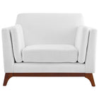Modway - Chance Tissu rembourré Fauteuil - Blanc-Cadre en caoutchouc massif