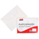 JAM Paper Enveloppes avec fermeture velcro pour des documents taille fiche, 5 1/2 x 7 1/2 po, transparent, 24/paquet-Ouverture : livret