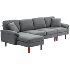 HOMCOM - Canapé sectionnel modulable avec chaise longue - gris foncé-Le design en forme de L peu encombrant s'adapte parfaitement dans un coin du salon, de la chambre, du bureau à domicile, etc