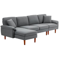 HOMCOM - Canapé sectionnel modulable avec chaise longue - gris foncé-Le design en forme de L peu encombrant s'adapte parfaitement dans un coin du salon, de la chambre, du bureau à domicile, etc