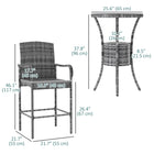Outsunny - Ensemble de bar de patio 3 pièces avec seau à glace, gris mélangé-Grâce à une structure en acier de qualité, nos tabourets de bar peuvent supporter un poids de 350 lb (160 kg), ce qui les rend plus robustes  