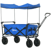 Outsunny - Chariot pliable d’extérieur avec auvent amovible-Conception spacieuse, supporte jusqu'à 29 gallons (110 L)