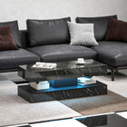 HOMCOM - Table basse effet marbre avec éclairage LED - effet noir-Bande LED détachable pour plus de commodité