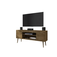 Manhattan Comfort - Meuble TV Bradley 62,99 po style Mid-Century Modern - Brun Rustique-Meuble TV autoportant de style milieu du siècle moderne pour salon et chambre
