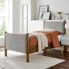 Modway - Maven Taille jumelle Tissu tapis Lit de plateforme, Noyer de blé-Tissu en tissage à bruyère