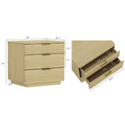 Manhattan Comfort - Lot de 2 tables de chevet modernes Payton 66 cm - Chêne naturel et or-Poignées de tiroir horizontales glamour en métal avec finition au choix noire ou dorée