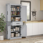 HOMCOM - Armoire de cuisine haute 72 po avec portes de grange et tiroir - gris-Deux étagères réglables à 3 niveaux offrent une organisation personnalisée 