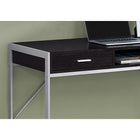 Monarch Specialties - 7366 Bureau 48 po L - Espresso/Metal Argent-Une lucarne centrale idéale pour ranger des papiers, livres, blocs-notes