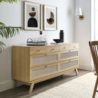 Modway - Soma 8 tiroirs Commode, Chêne-Tissage naturel en rotin