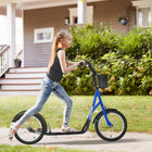 Aosom - Trottinette pour enfants et adolescents avec guidon réglable, 2 freins, panier - bleu-Cadre en acier pour une structure solide et robuste, équipé d’un guidon réglable 