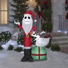 GEMMY - Figurines gonflables de Noël Jack Skellington et Zero avec bois - 152 cm-Comprend des piquets et des attaches