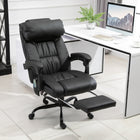 Vinsetto - Chaise de bureau de massage avec vibrations 6 points et repose-pieds - noir-Dossier incurvé et assise épaisse rembourrée pour un soutien supplémentaire