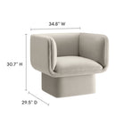 Modway - Tate Performance Velvet Chaise d’accent - Amande-Siège fixe et coussin de dossier