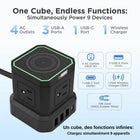 Uncaged Ergonomics - Multiprise sans fil CUBE 4AC - Chargement sans fil - Protection contre les surtensions - Câble de 10 pieds - Noir-1 chargeur sans fil rapide (15 W)